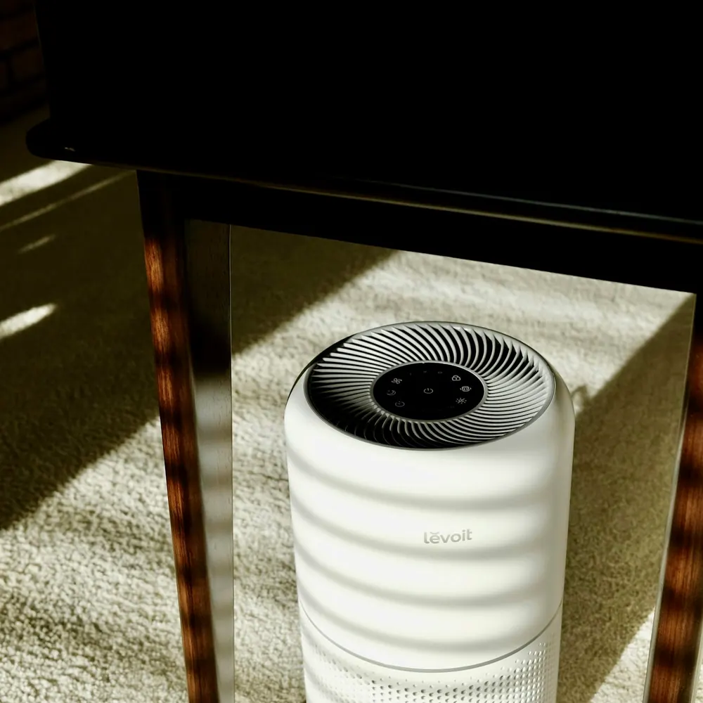 Fernbrook Clear 300 HEPA air purifier standing in a bedroom corner