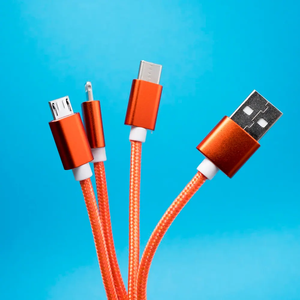 Two Voltcore braided USB-C charging cables coiled with ties